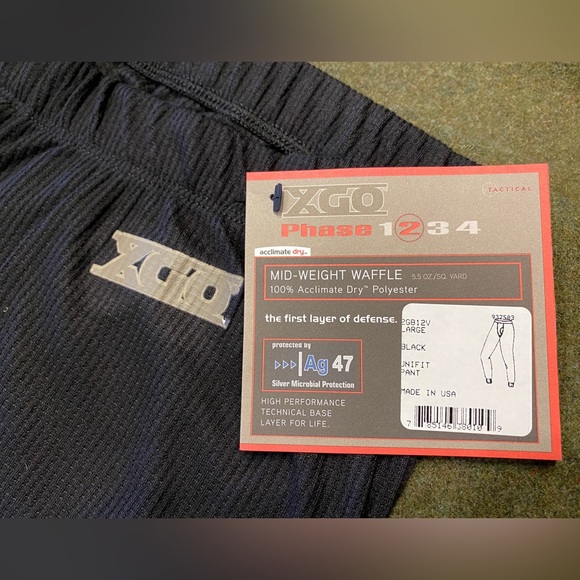 NEW Black-XGO Phase 2 Mid-Weight Waffle Thermal Pants, Men’s Large 36-38” Waist. - Picture 4 of 8